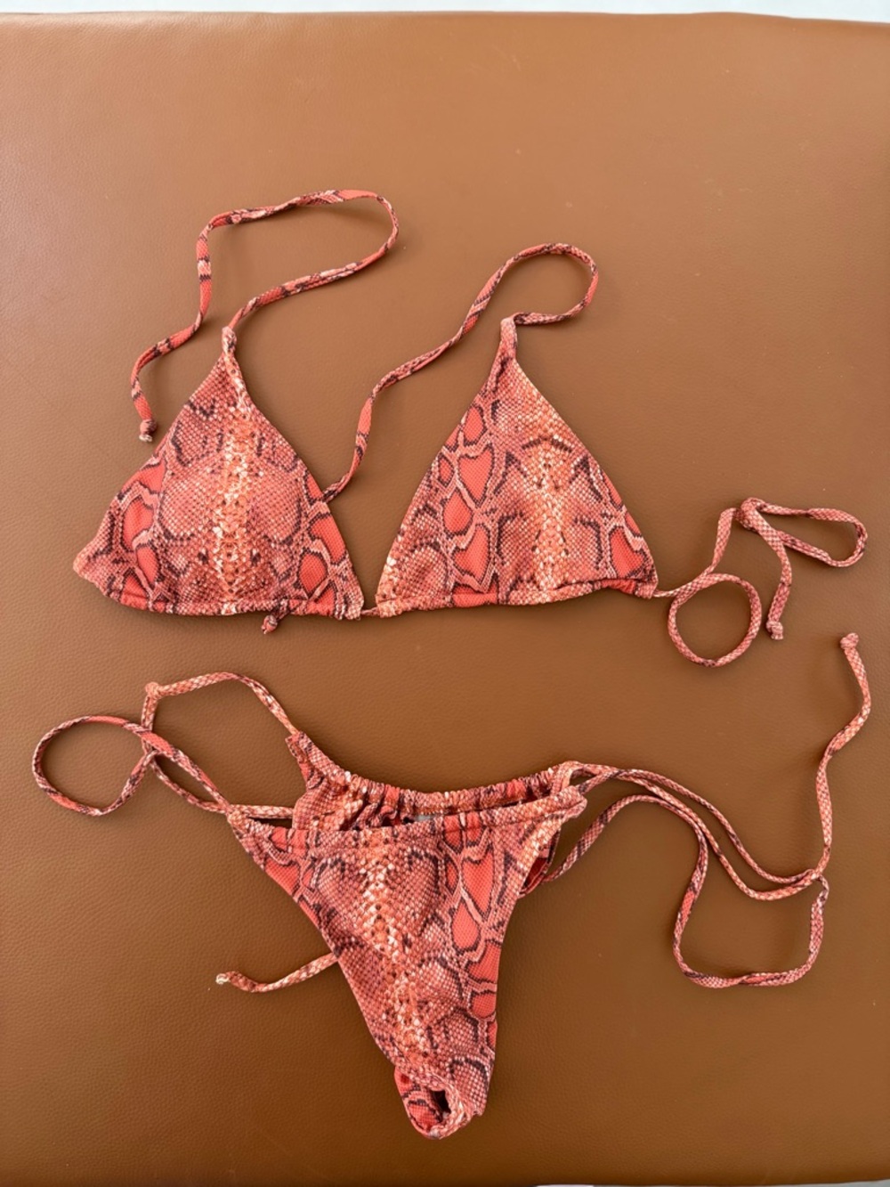 Brazilian Snake Print Bikini Set | Adjustable String |Size M Animal Print - Picture 2 of 6